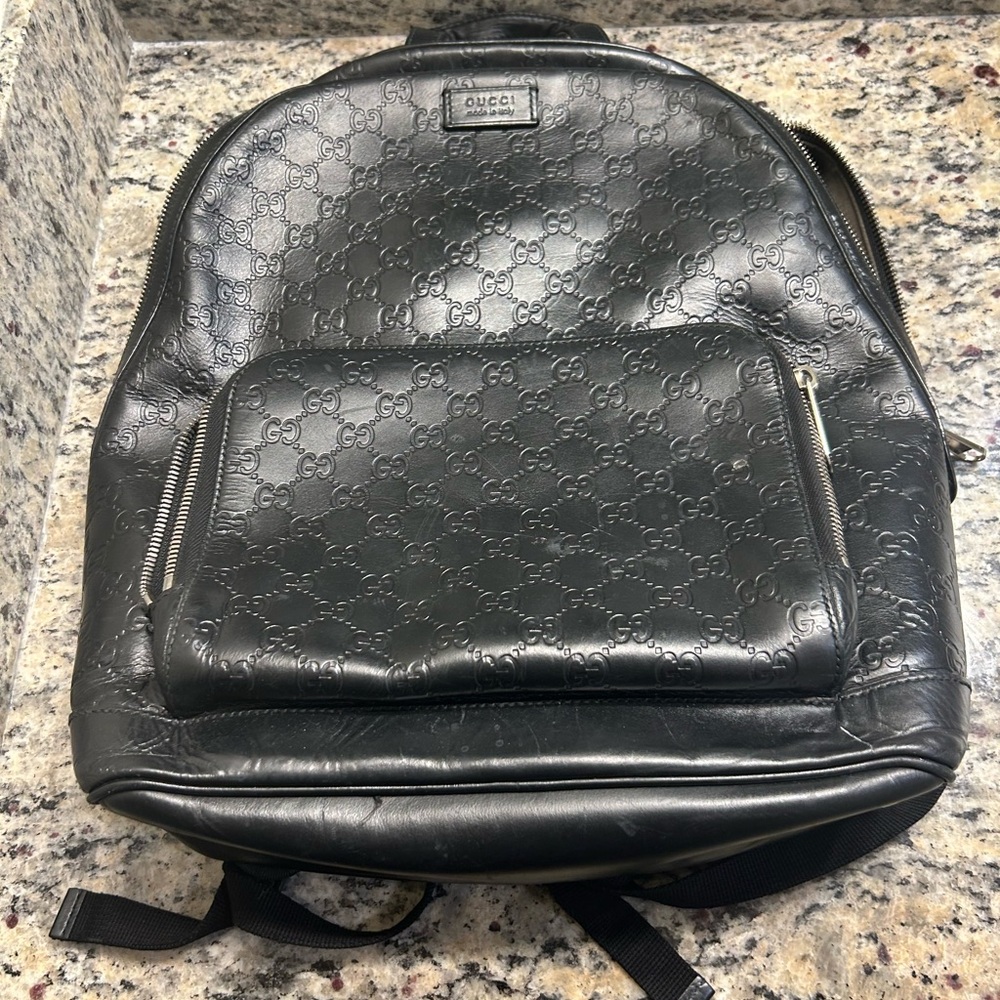Gucci Black Leather Men's Backpack